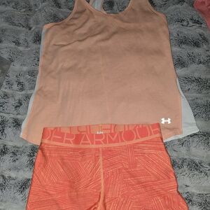 Under Armour Coral Tank and Shorts Set Sz M